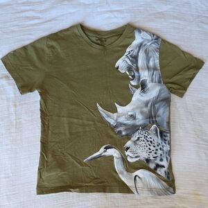 Mayoral Olive Green Wildlife Graphic Kids Tee